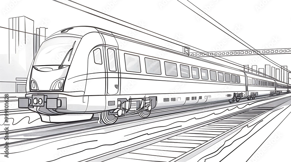 Naklejka premium A simple line drawing of a train.