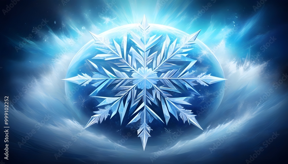 intricate snowflake pattern highlighted against a blue chill intricate snowflake pattern highlighted against a blue chill