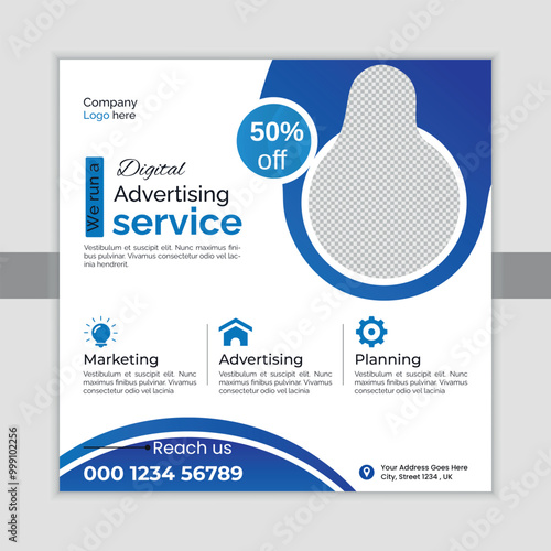 Modern Business banner for social media posts. Vector design Editable minimal square banner template.