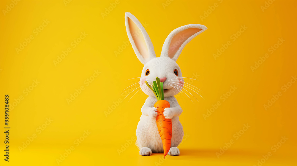Obraz premium illustration of a rabbit eating carrots