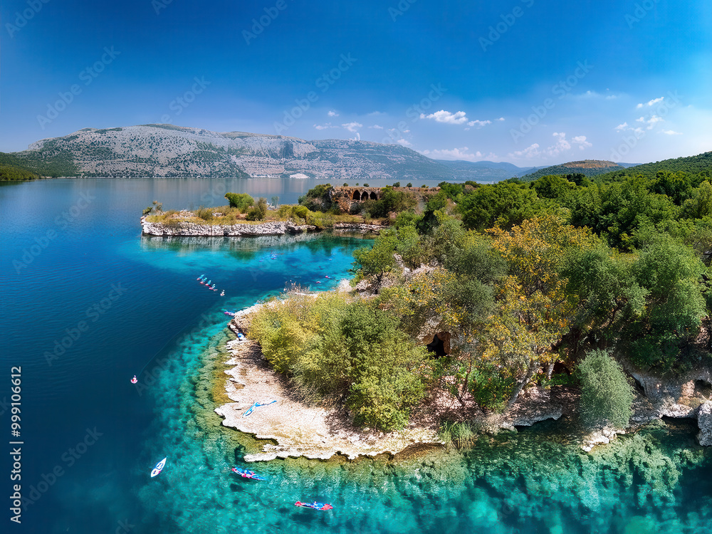 Fototapeta premium landscape with lake and mountains
