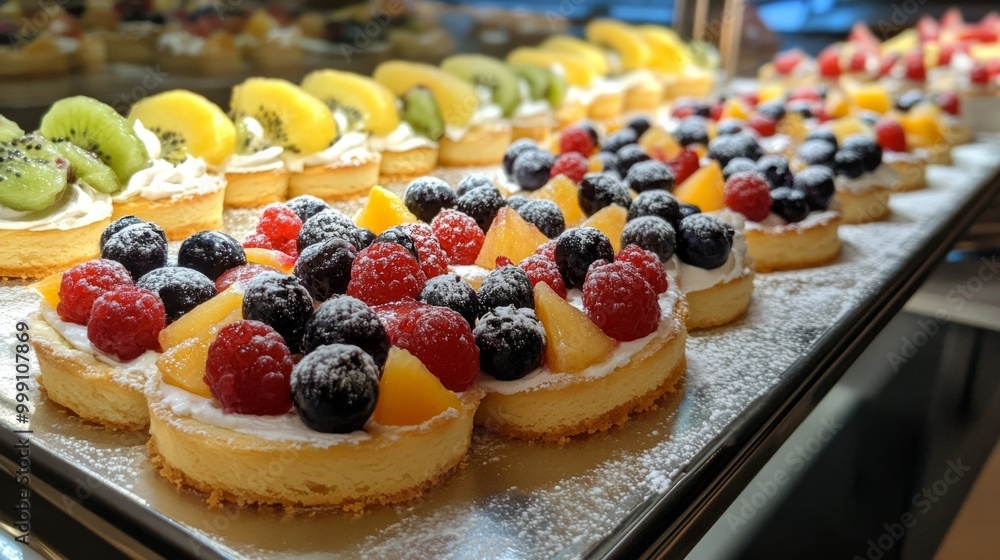 fruit and berry tarts. French pastry and bakery generative ai fruit and berry tarts. French pastry and bakery generative ai