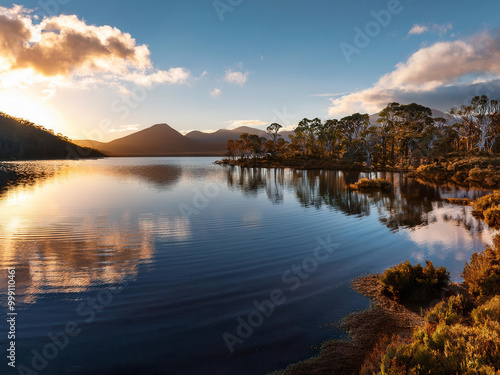 Wallpaper Mural sunset over the lake Torontodigital.ca