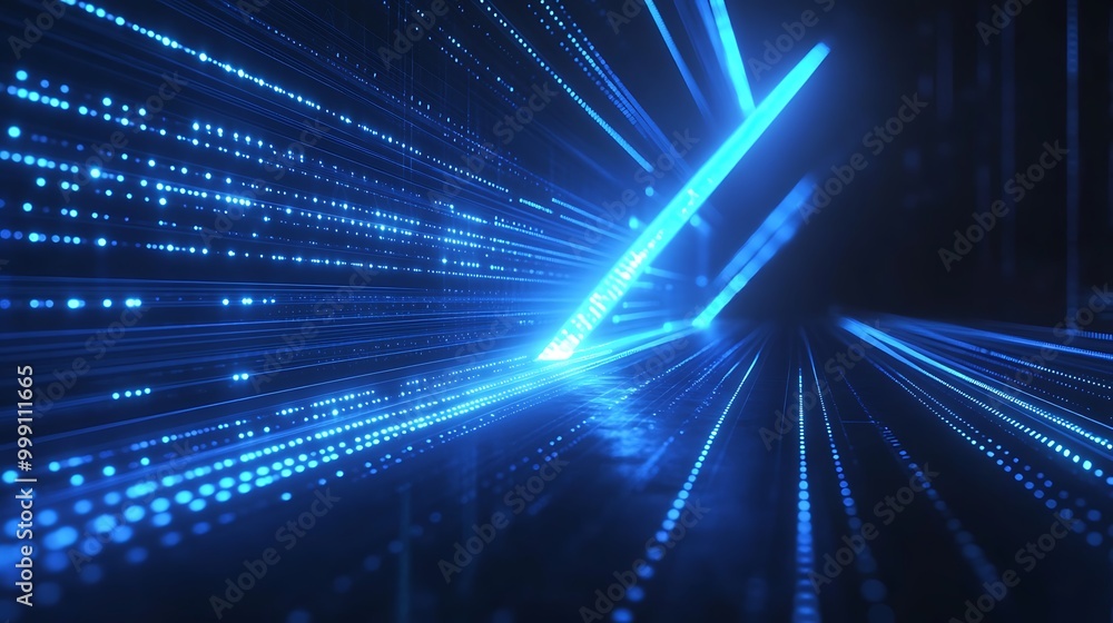 Blue arrow illuminated with soft light, creating a smooth abstract effect Blue arrow illuminated with soft light, creating a smooth abstract effect