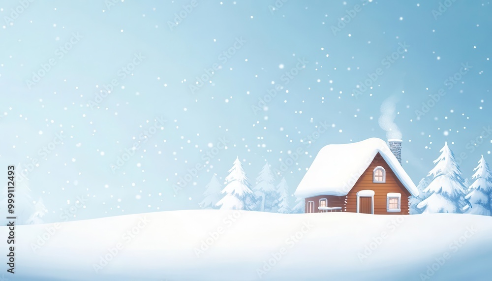 A cozy winter scene with a snowcovered cabin A cozy winter scene with a snowcovered cabin