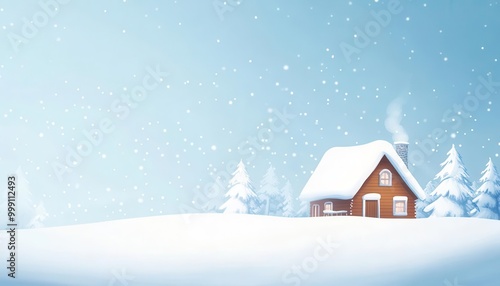 A cozy winter scene with a snowcovered cabin