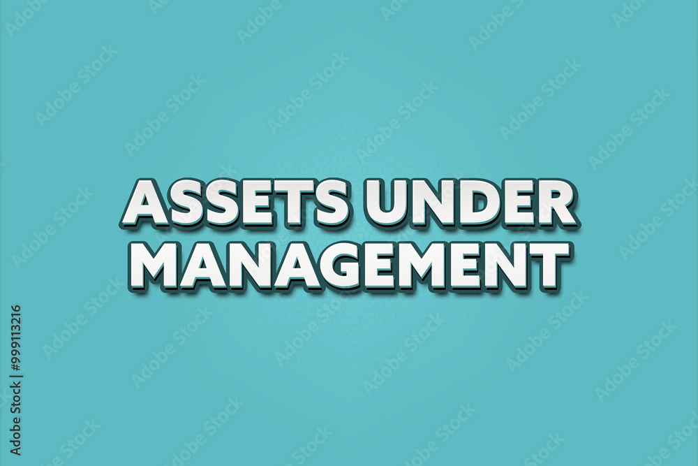 Fototapeta premium Assets under Management. A Illustration with white text isolated on light green background.