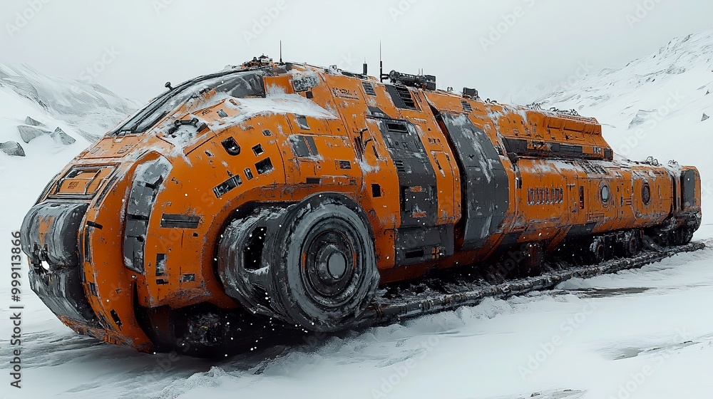Futuristic Vehicle in a Snowy Landscape: Sci-Fi Concept Art Futuristic Vehicle in a Snowy Landscape: Sci-Fi Concept Art
