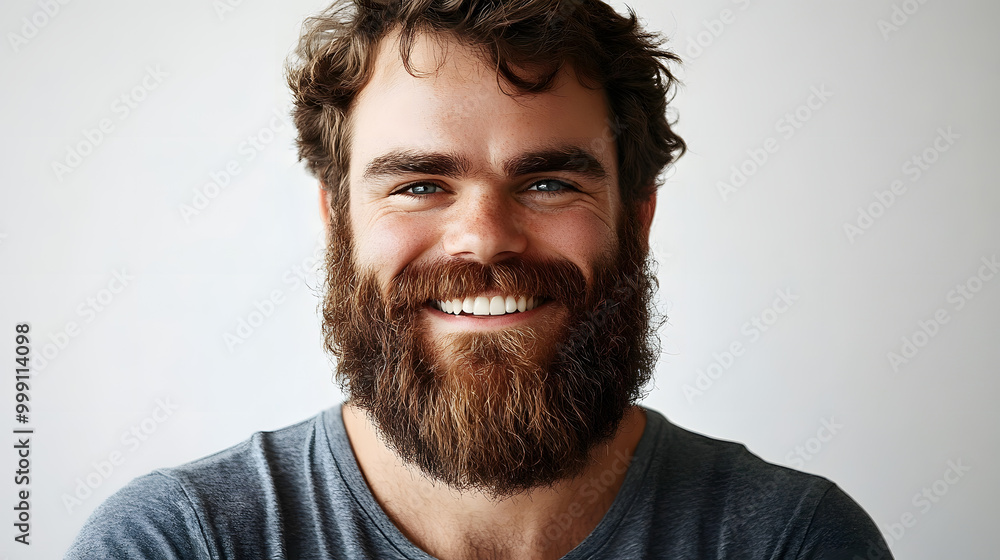 Obraz premium Confident Smiling Man with Beard on White Background