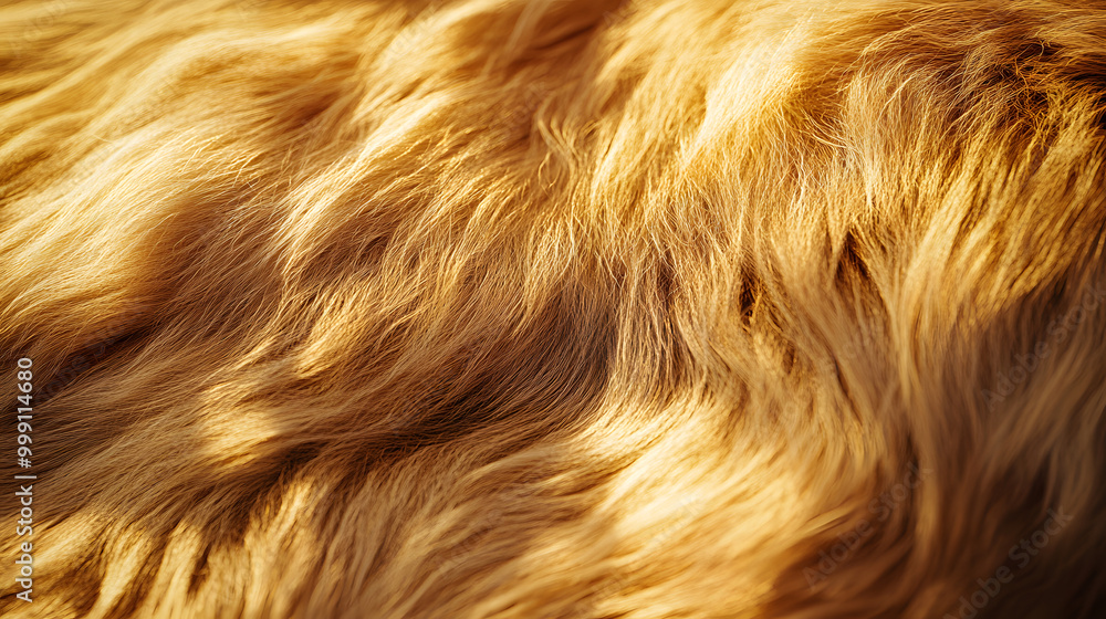 Macro View of Lion Mane Fur with Thick Golden Strands Macro View of Lion Mane Fur with Thick Golden Strands