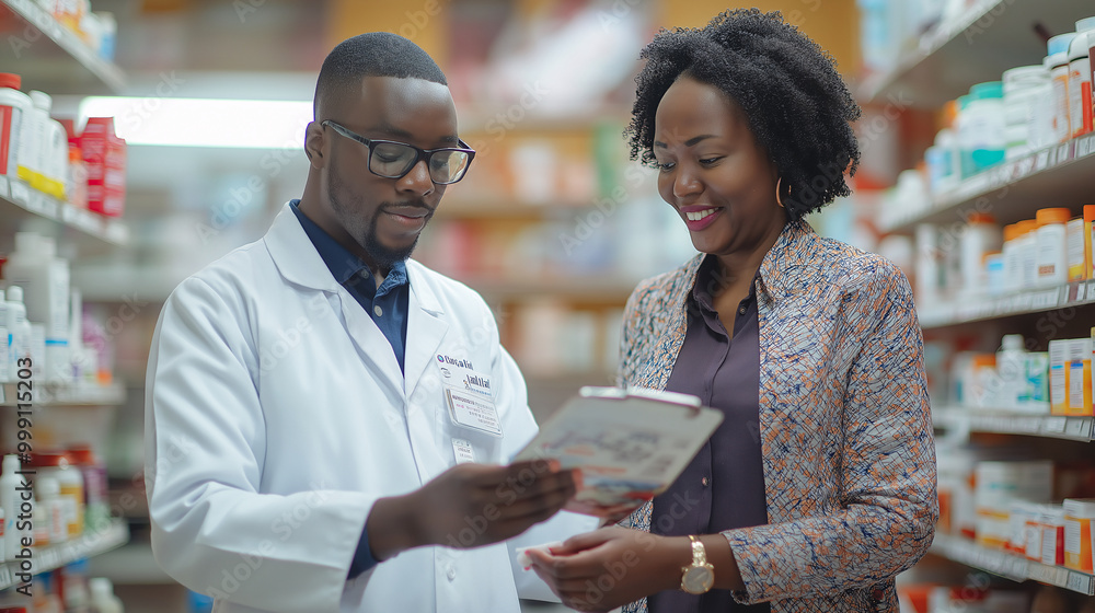 Pharmacist Assisting Elderly Woman in Pharmacy Pharmacist Assisting Elderly Woman in Pharmacy