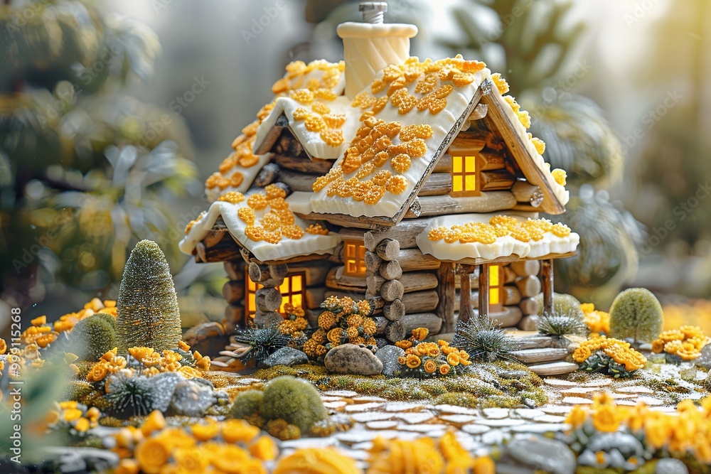 Fototapeta premium Charming Miniature Log Cabin
