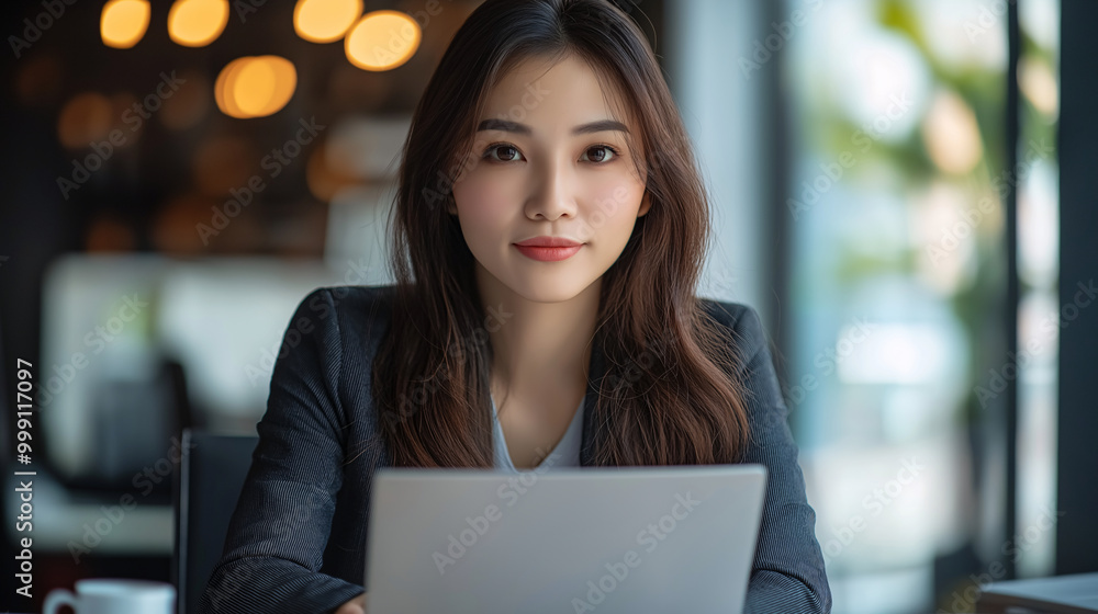 Asian Businesswoman Working on Laptop Asian Businesswoman Working on Laptop