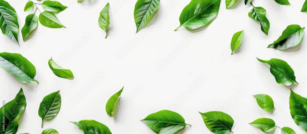 Green Leaves On White Background Green Leaves On White Background