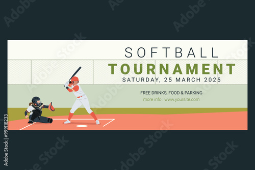 Women Girls Softball Tournament Poster Banner Vector Illustration