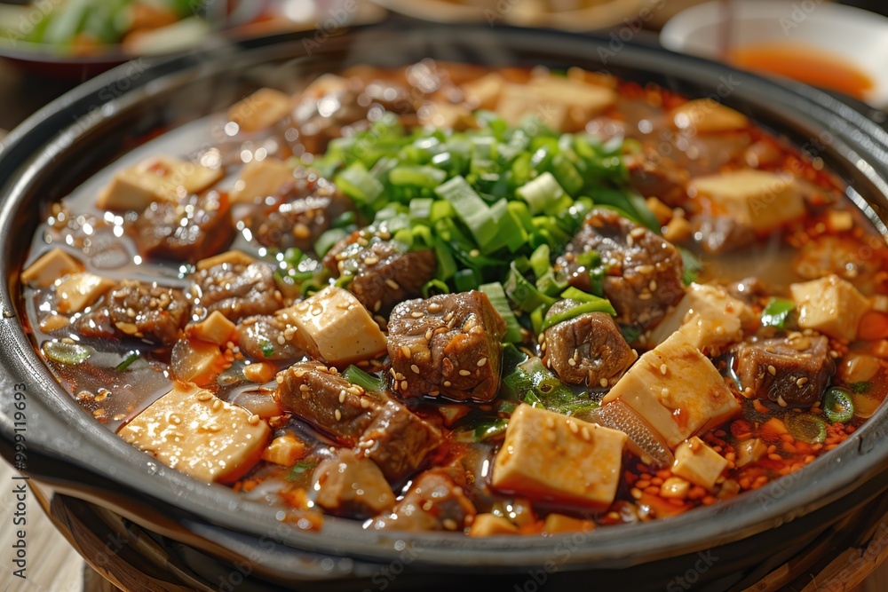 Steaming Pot of Braised Beef and Tofu Steaming Pot of Braised Beef and Tofu