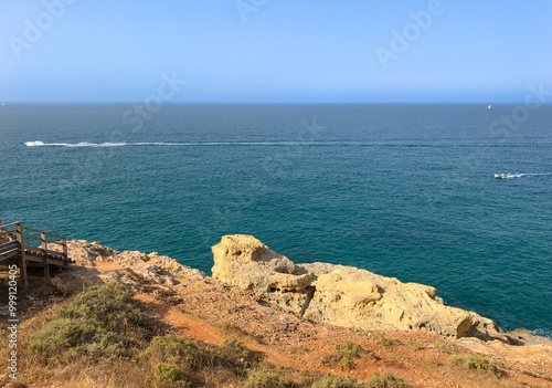 beautiful views of the coast and beach in portugal carvoeiro for background photo