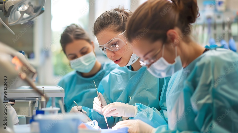 Dentist assistant working on a complex root canal case Dentist assistant working on a complex root canal case