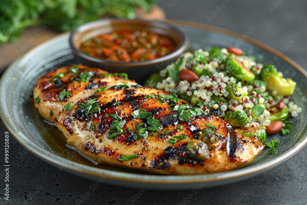 Grilled Chicken Breast with Quinoa and Brussels Sprouts Salad Grilled Chicken Breast with Quinoa and Brussels Sprouts Salad