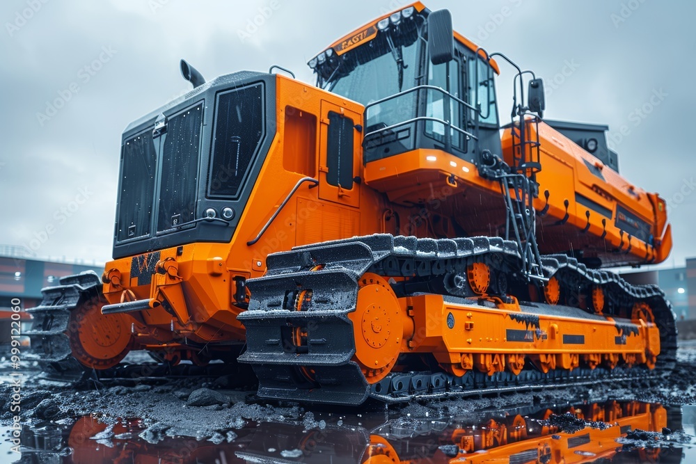 Close up of crawler construction equipment on caterpillar chassis for agricultural machinery use Close up of crawler construction equipment on caterpillar chassis for agricultural machinery use