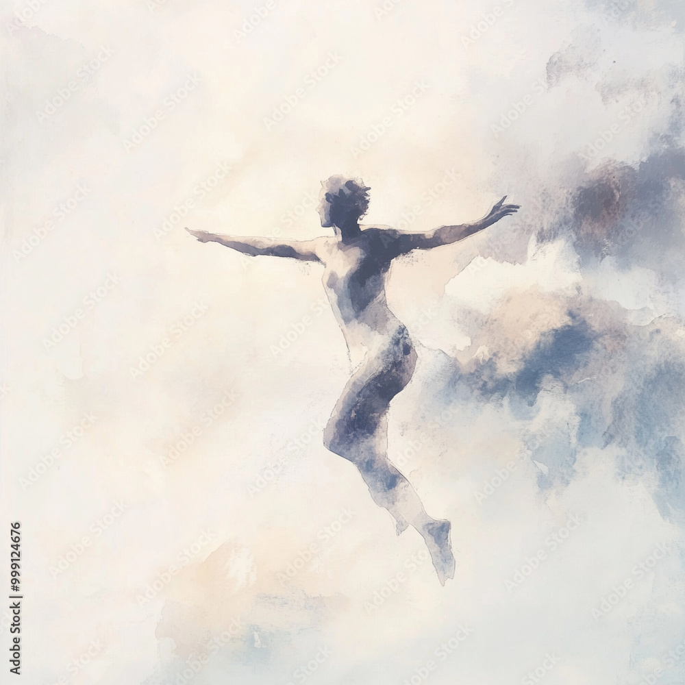 Naklejka premium Abstract illustration of Woman dancing in pastel colors.