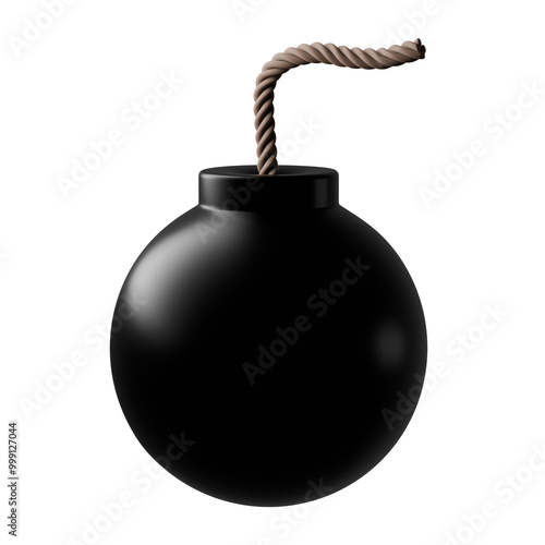 Black spherical bomb with fuse attached