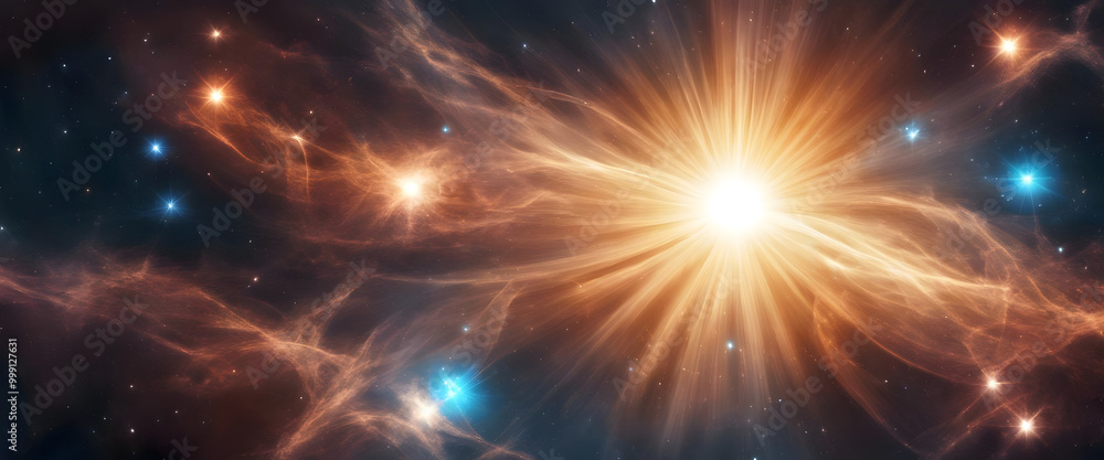 Cosmic Nebula with Bright Star and Glowing Gas Cosmic Nebula with Bright Star and Glowing Gas