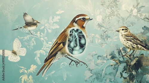 Anatomy of birds respiratory system air sacs and lungs ornithologist with imaging tools nature environment with birds