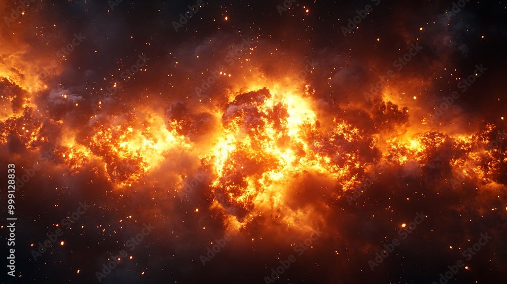 A dramatic and powerful explosion of fire A dramatic and powerful explosion of fire