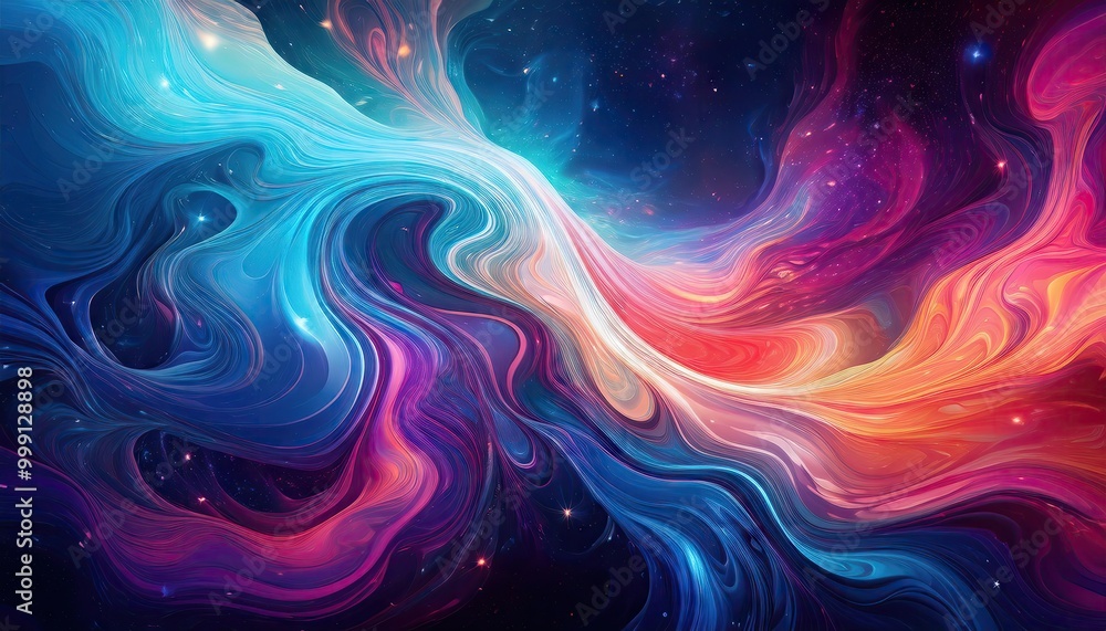 Abstract cosmic swirls in blue & red Abstract cosmic swirls in blue & red