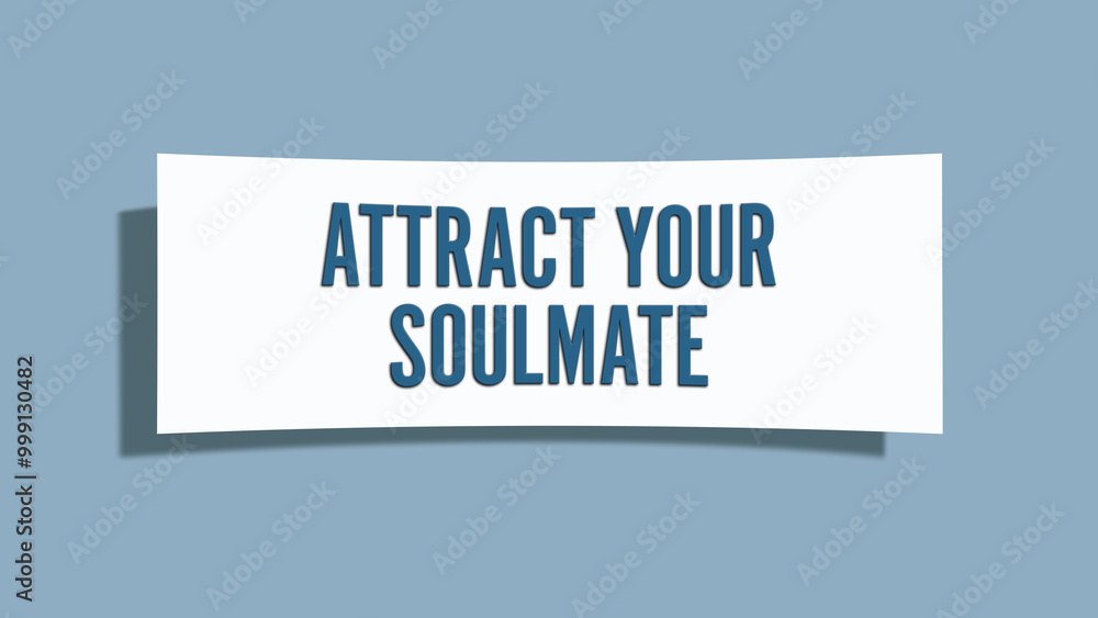 Attract Your Soulmate. A card isolated on blue background. Attract Your Soulmate. A card isolated on blue background.