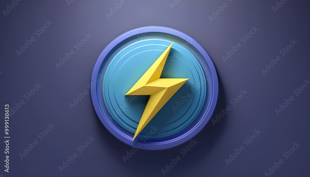 3D Thunder Icon with Soft Background. Thunder Button for Graphics Resources Soft 3D Design 3D Thunder Icon with Soft Background. Thunder Button for Graphics Resources Soft 3D Design