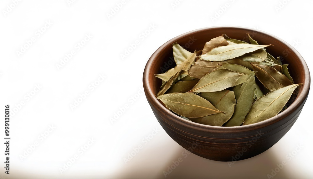 Dried bay leaves in a bowl Dried bay leaves in a bowl