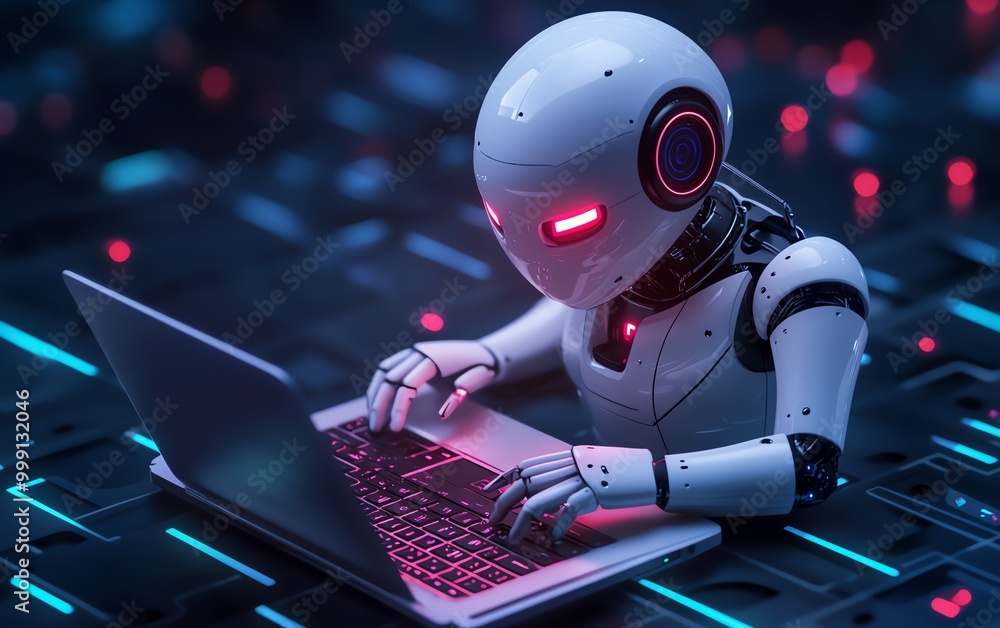 Problem and Ai error warning concept automatic warning system for notification error and maintenance Person using laptop with artificial Intelligence technology system error detect Problem and Ai error warning concept automatic warning system for notification error and maintenance Person using laptop with artificial Intelligence technology system error detect