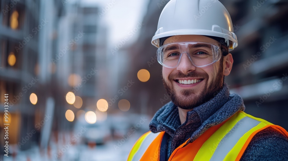 Happy Male Worker at a Construction Project Happy Male Worker at a Construction Project