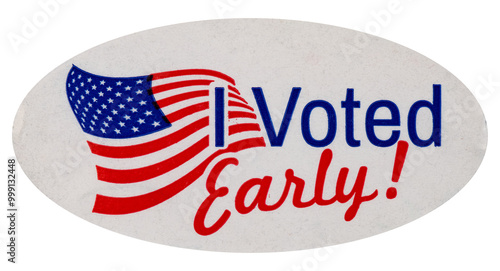 Isolated red white and blue I voted patriotic stickers