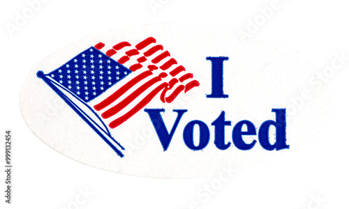 Isolated red white and blue I voted patriotic stickers
