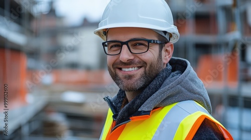 Male Engineer Wearing Hard Hat and Safety Vest