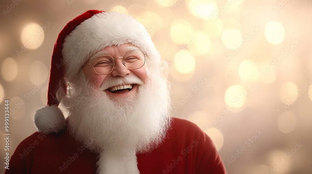 joyful Santa Claus with big smile, wearing red suit and fluffy hat, embodies spirit of Christmas with warm and cheerful expression. joyful Santa Claus with big smile, wearing red suit and fluffy hat, embodies spirit of Christmas with warm and cheerful expression.