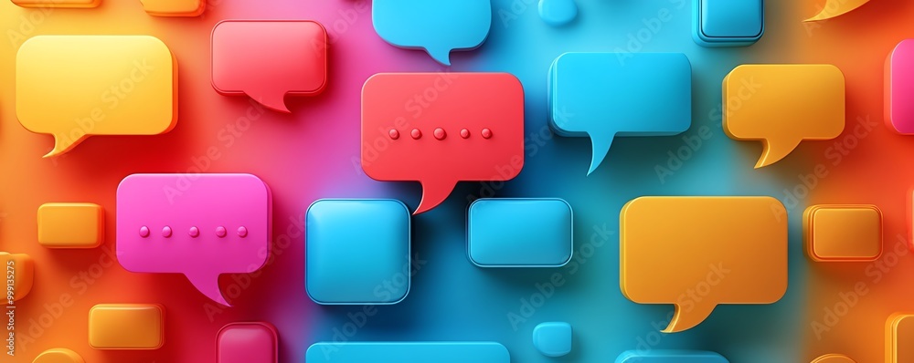 Speech bubbles in multiple colors and shapes Speech bubbles in multiple colors and shapes