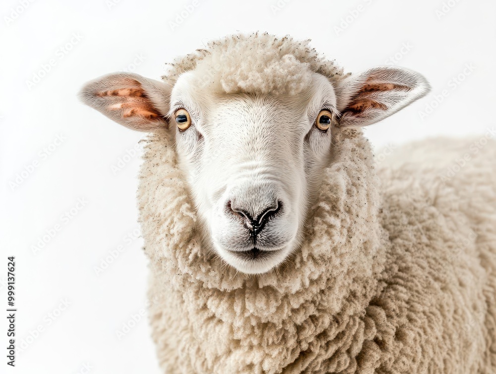 fluffy sheep with expressive face isolated on pure white background highkey photography emphasizing soft wool texture fluffy sheep with expressive face isolated on pure white background highkey photography emphasizing soft wool texture