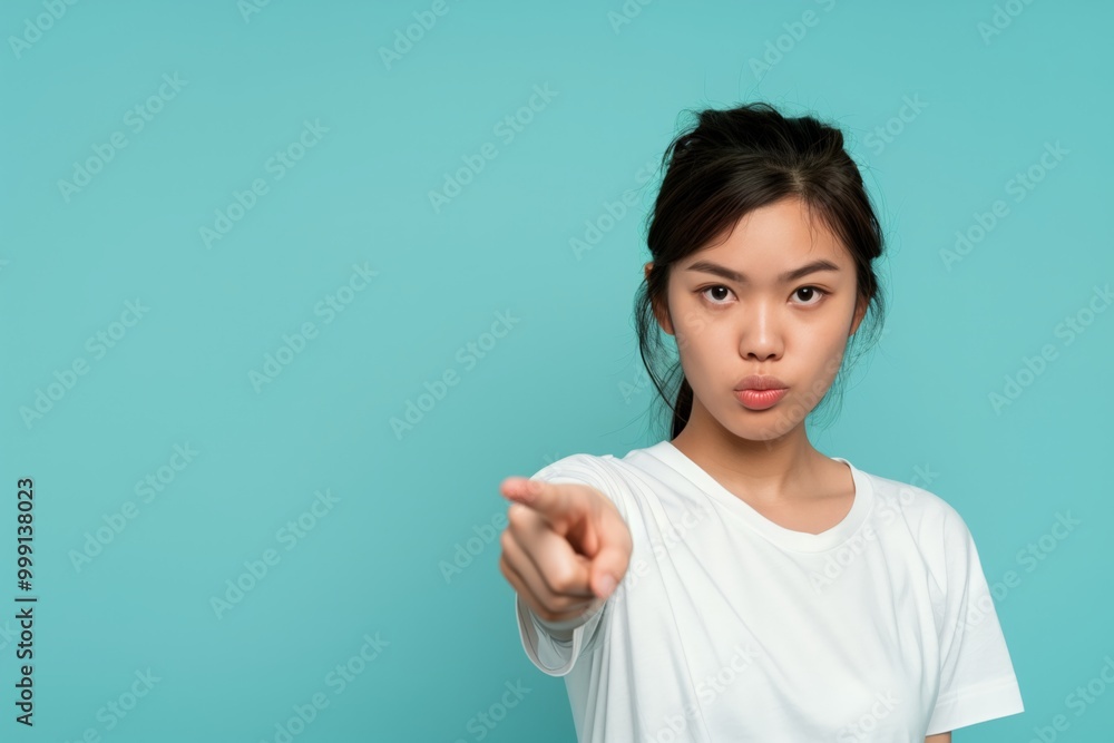 Woman Making a Direct Pointing Gesture
