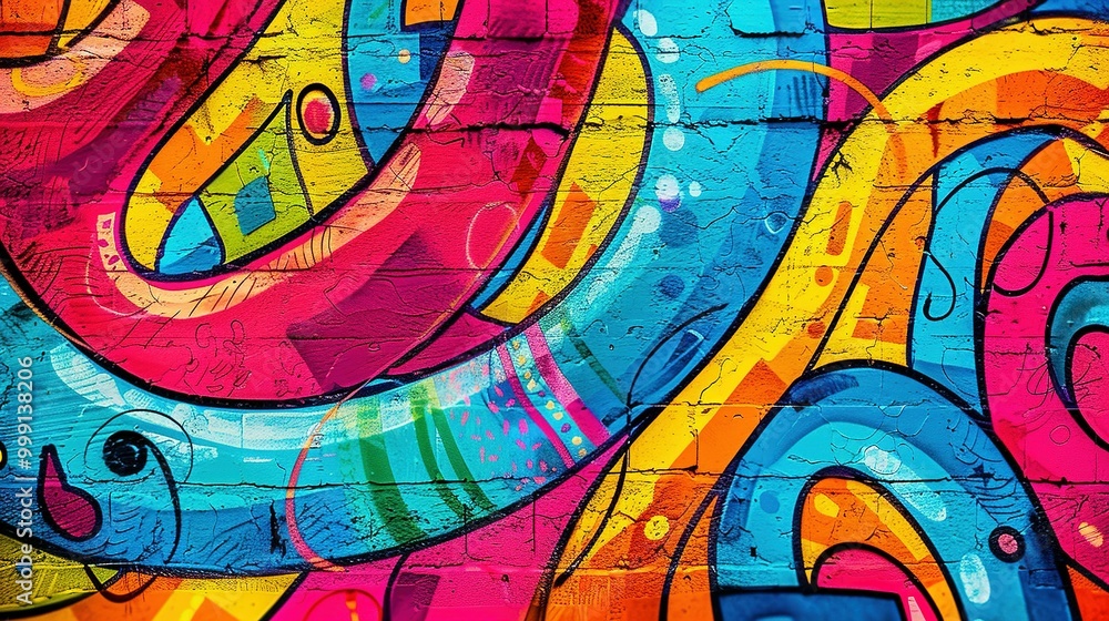 Abstract Colorful Graffiti on Brick Wall Abstract Colorful Graffiti on Brick Wall