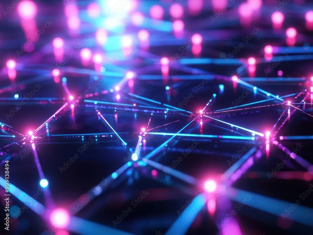 futuristic data network visualization glowing neon nodes interconnected by translucent streams holographic interface deep space background cyberpunk aesthetics futuristic data network visualization glowing neon nodes interconnected by translucent streams holographic interface deep space background cyberpunk aesthetics