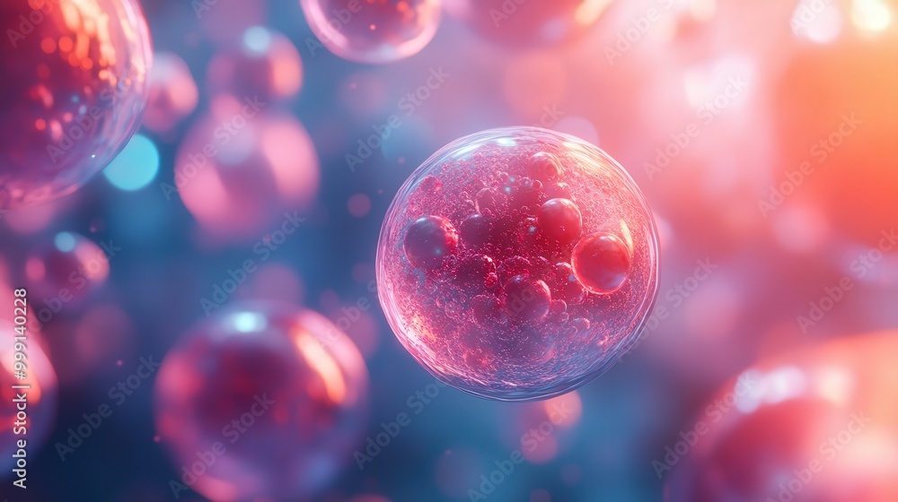 3D rendering of human stem cells in medical research laboratory 3D rendering of human stem cells in medical research laboratory