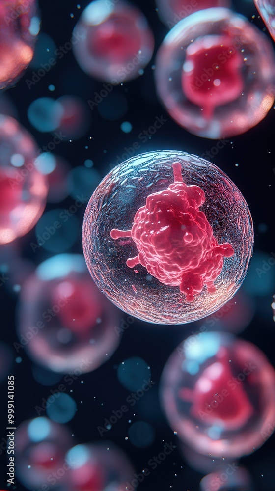 3D rendering of human stem cells in medical research laboratory 3D rendering of human stem cells in medical research laboratory