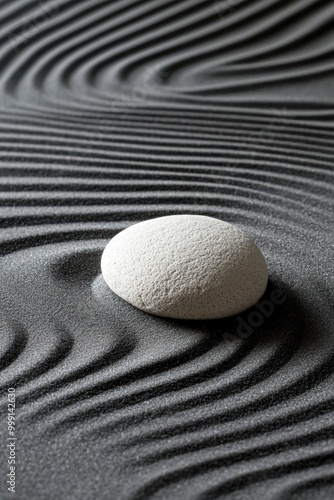 Serene Zen Sand Pattern with Smooth Stone Focus