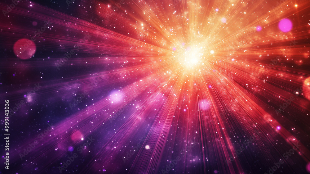 Naklejka premium Dramatic Glowing Rays with Bold Red Backdrop