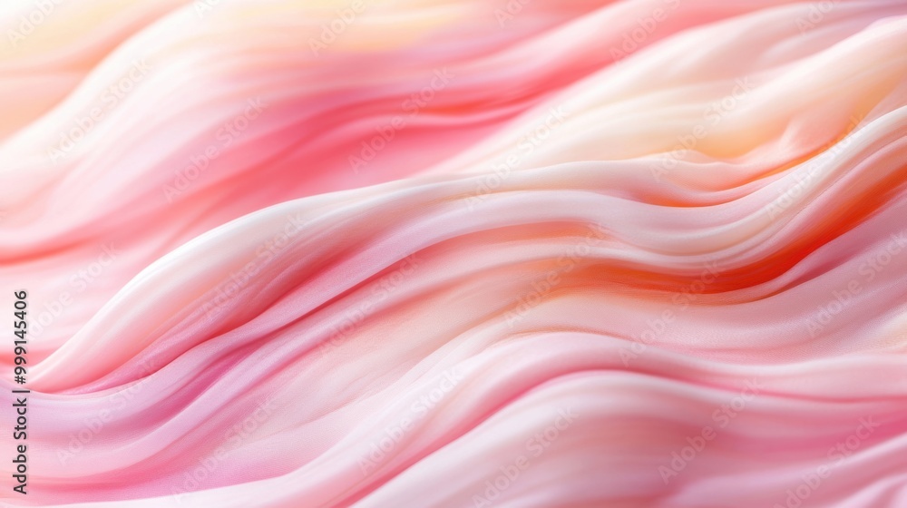 Obraz premium Soft pink waves ripple smoothly, illuminated by a gentle glow, evoking a sense of tranquility and elegance