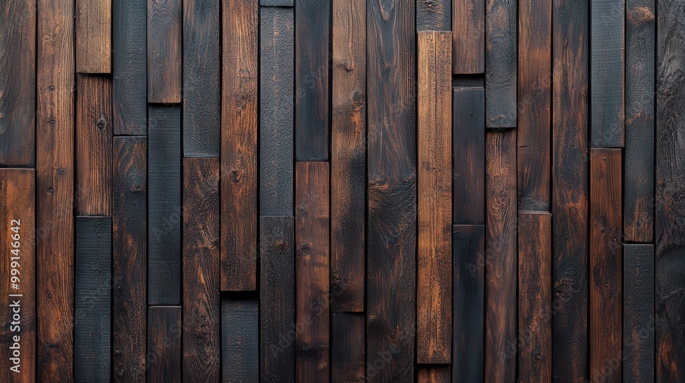 Wooden wall with vertical slats, modern interior design